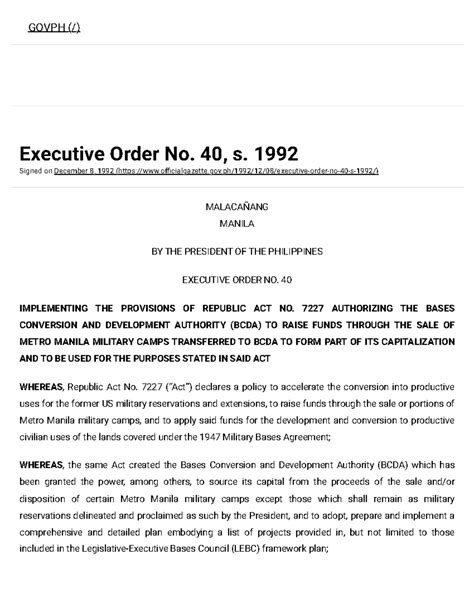 executive order 888|Official Gazette of the Republic of the Philippines .